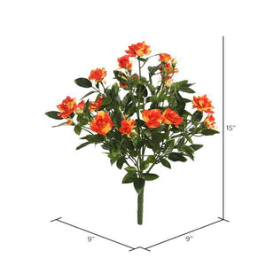 15" Artificial Orange Mini Diamond Rose Bush 2