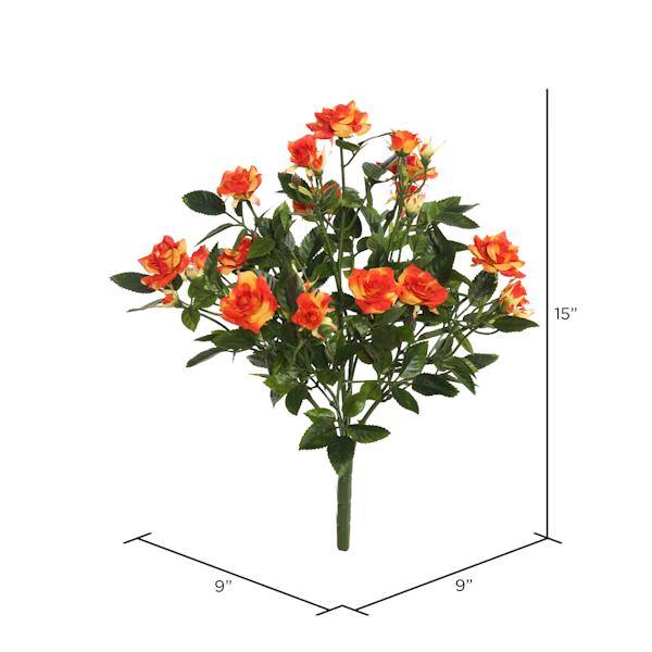 15" Artificial Orange Mini Diamond Rose Bush 2