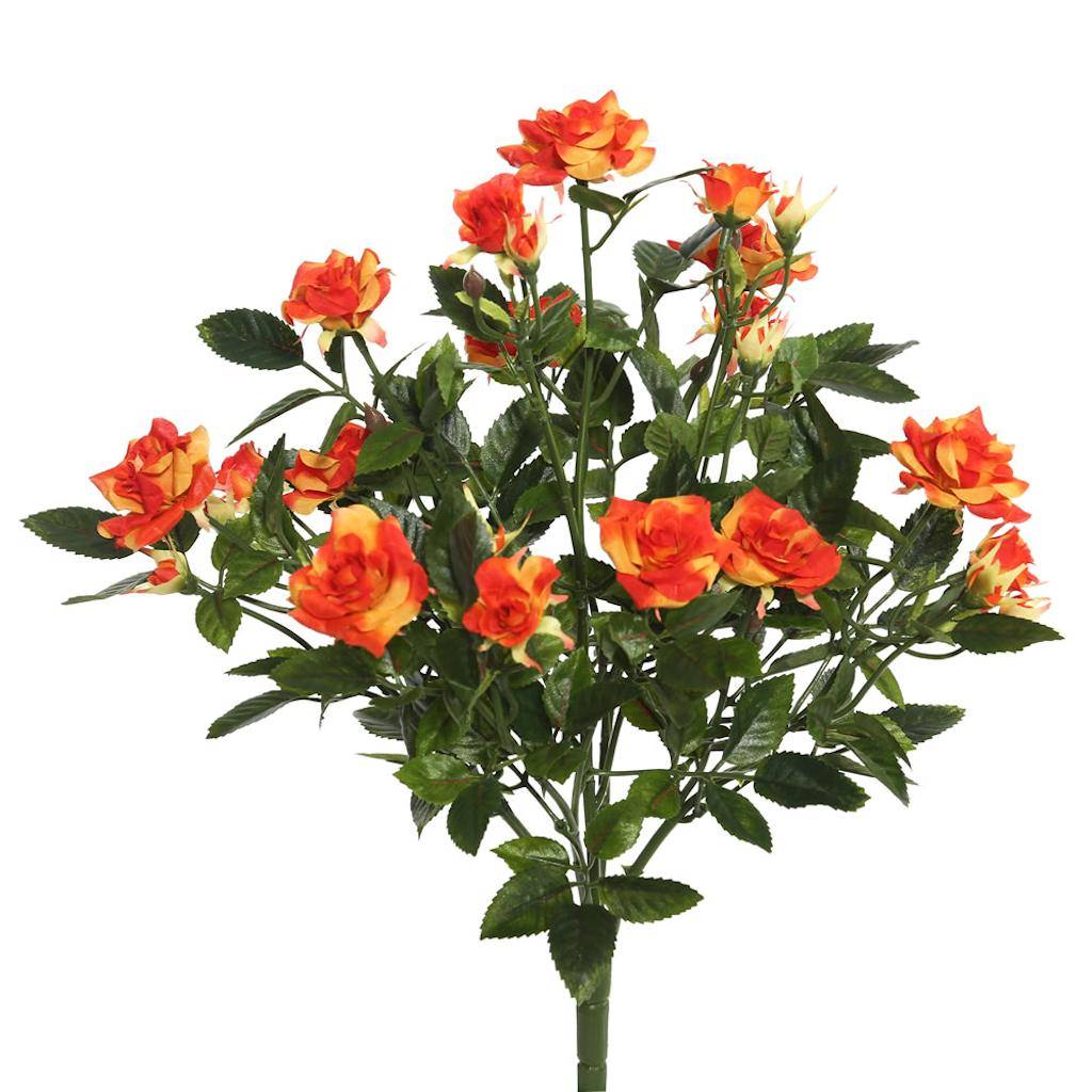 15" Artificial Orange Mini Diamond Rose Bush 1