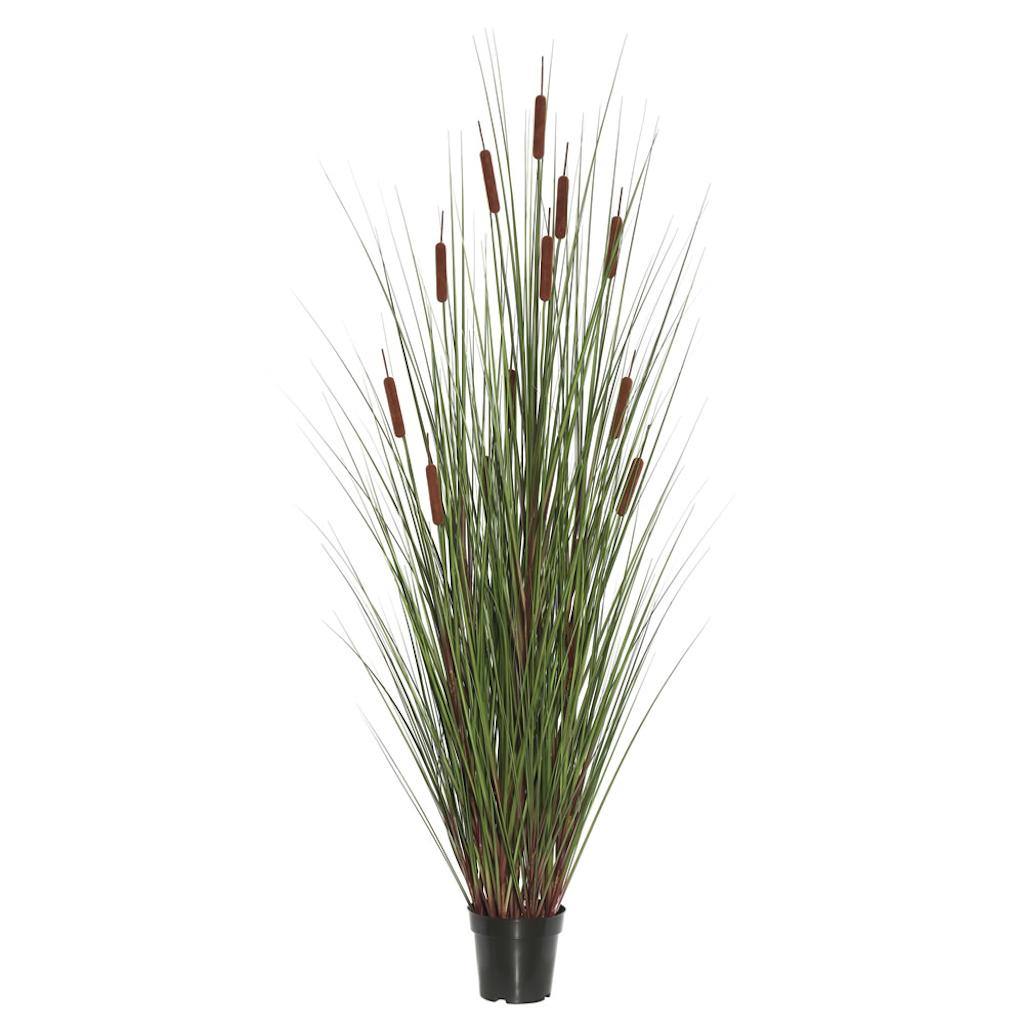 48" Artificial Potted Grass with 8 Cattails 1