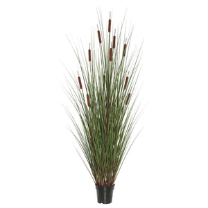 48" Artificial Potted Grass with 8 Cattails 1
