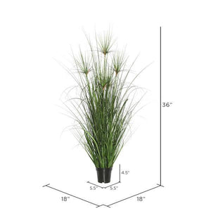 36" Artificial Potted Green Brushed Grass 3