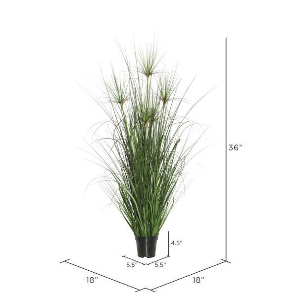 36" Artificial Potted Green Brushed Grass 3