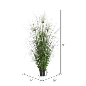 48" Artificial Potted Green Brushed Grass 3
