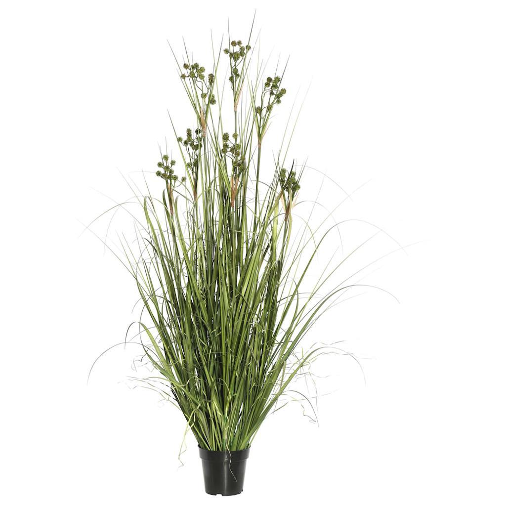 60" Artificial Potted Green Grass with Pomp Balls 1