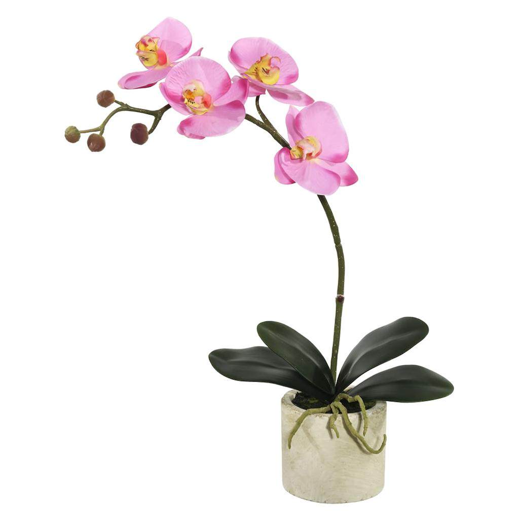 20" Artificial Lavender Orchid Flower with White Ceramic Container 1