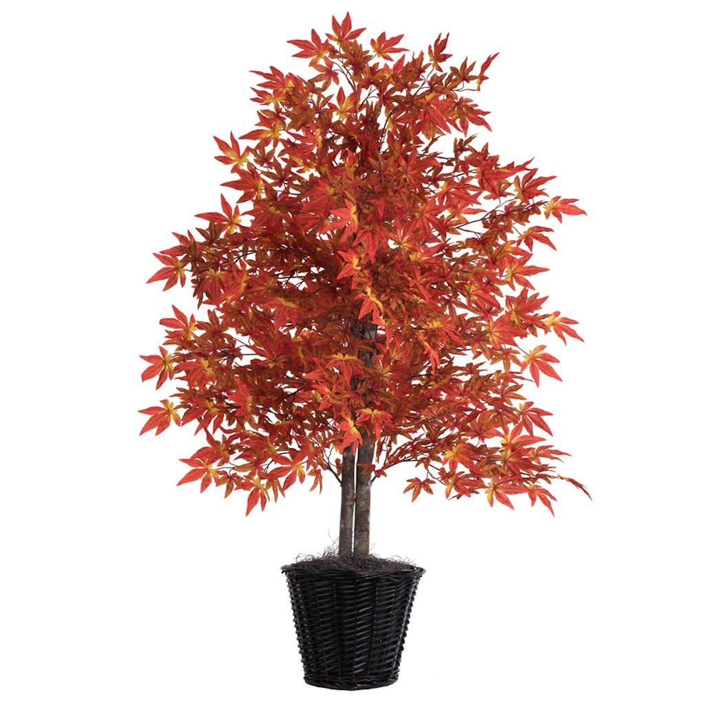 4' Artificial Orange Maple Bush in Basket 1