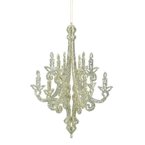 12" Champagne Glitter Chandelier Ornament (3 Pack) 1