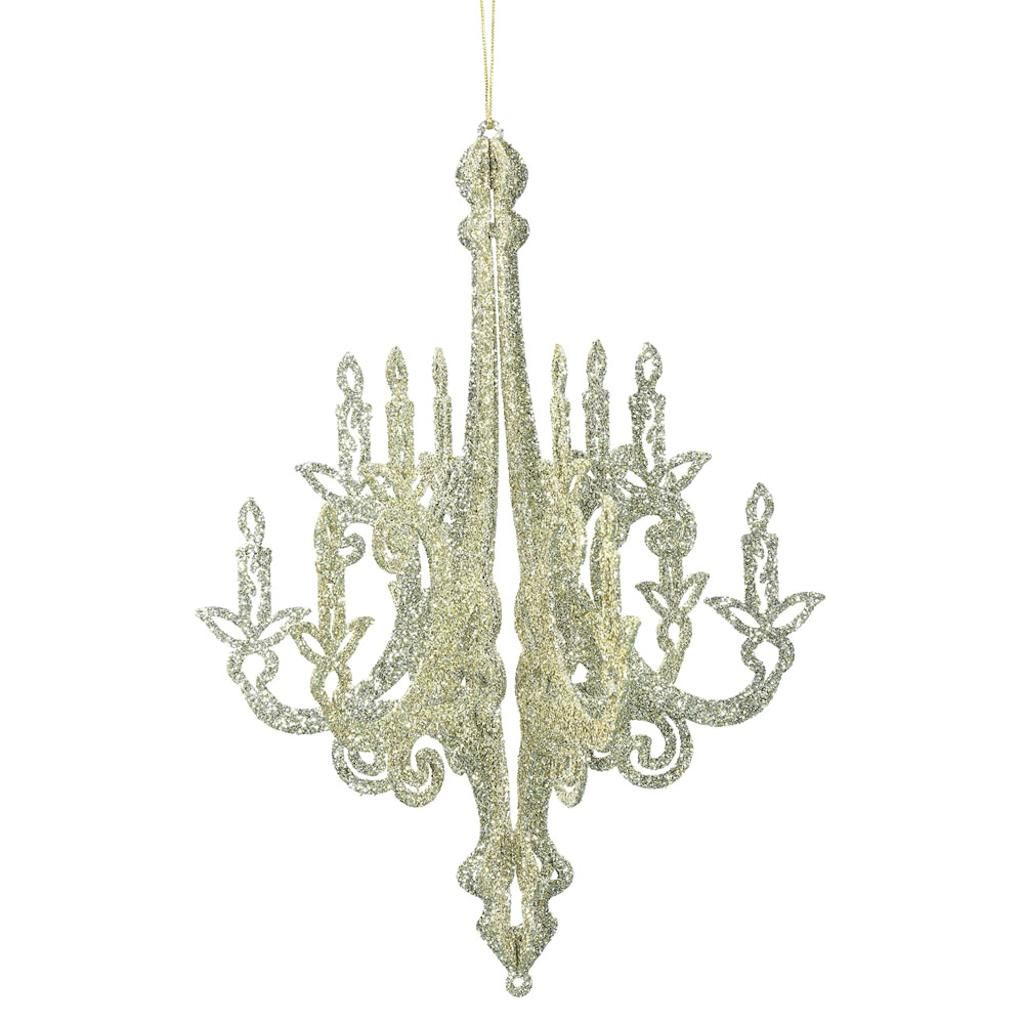 16" Champagne Glitter Chandelier Ornament (2 Pack) 1