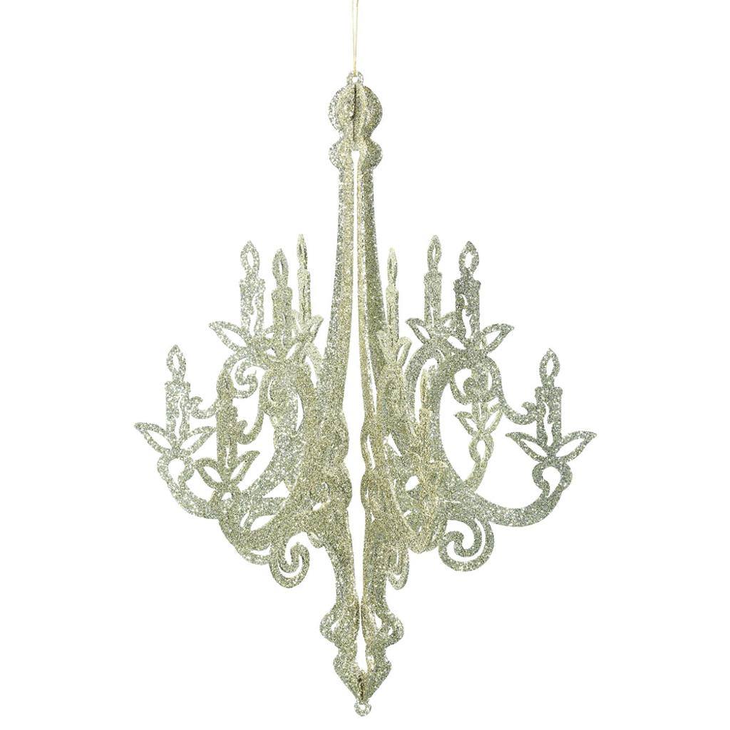 24" Champagne Glitter Chandelier Ornament 1