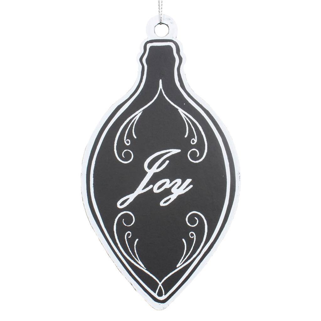 7" Black/White Flat "Joy" Finial Ornament (6 pack) 1