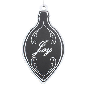 7" Black/White Flat "Joy" Finial Ornament (6 pack) 1