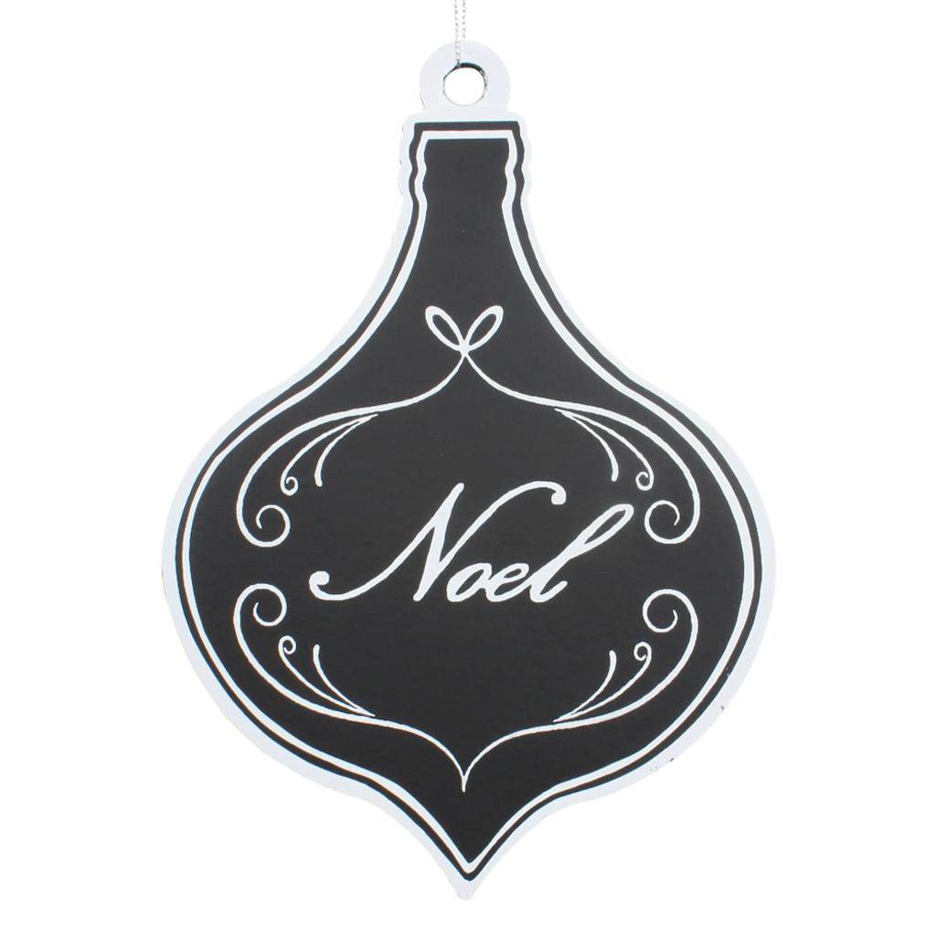 5.5" Black/White Flat "Noel" Onion Ornament (6 pack) 1