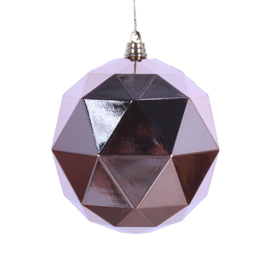 4.75" Rose Gold Shiny Geometric Ball Ornament (4 pack) 1