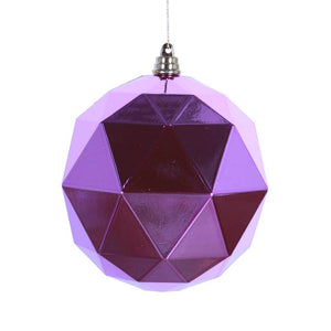 4.75" Orchid Shiny Geometric Ball Ornament (4 pack) 1