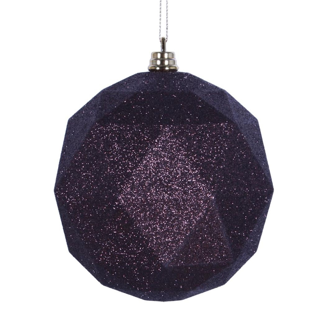 4.75" Mocha Glitter Geometric Ball Ornament (4 pack) 1
