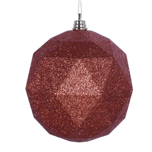 4.75" Copper Glitter Geometric Ball Ornament (4 pack) 1