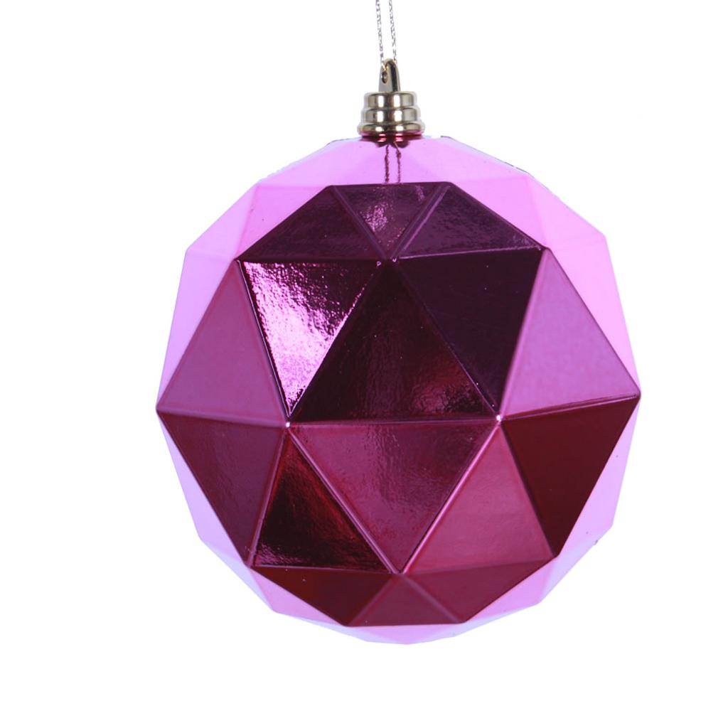6" Mauve Shiny Geometric Ball Ornament (4 pack) 1