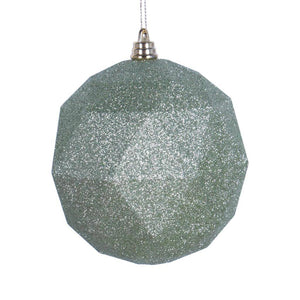6" Celadon Glitter Finish Geometric Ball Ornament (4 pack) 1