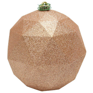 6" Rose Gold Glitter Finish Geometric Ball Ornament (4 pack) 1