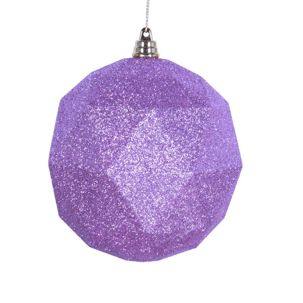 6" Orchid Glitter Finish Geometric Ball Ornament (4 pack) 1