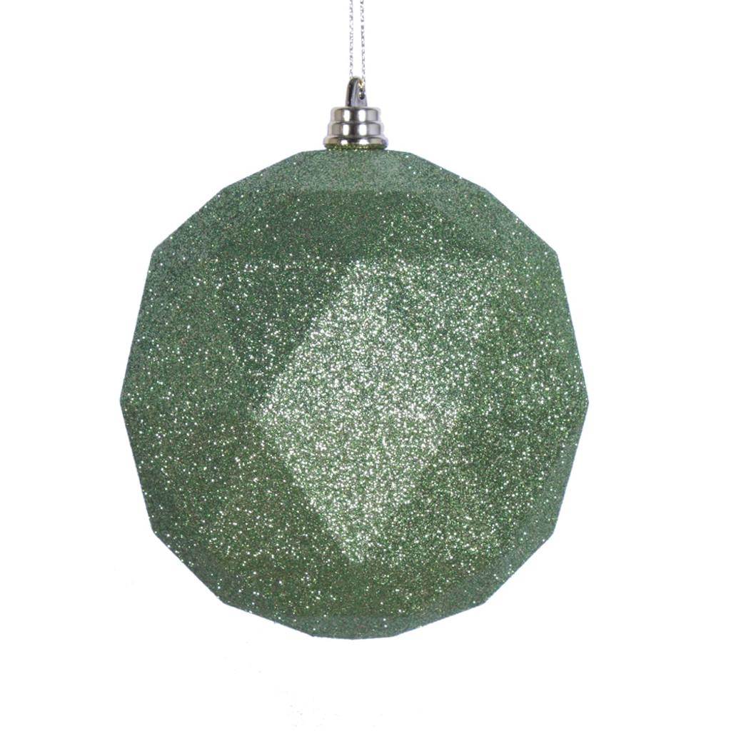 6" Lime Glitter Finish Geometric Ball Ornament (4 pack) 1