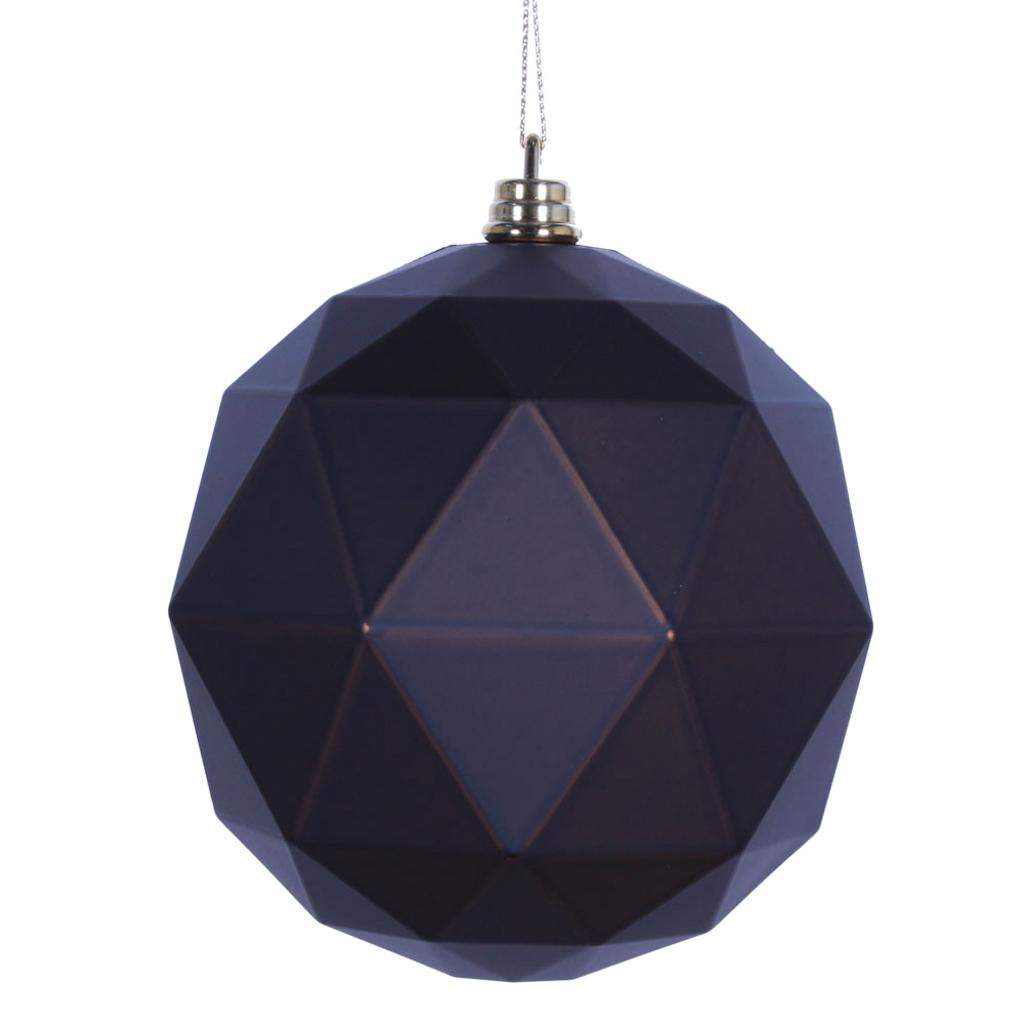 6" Chocolate Matte Geometric Ball Ornament (4 pack) 1