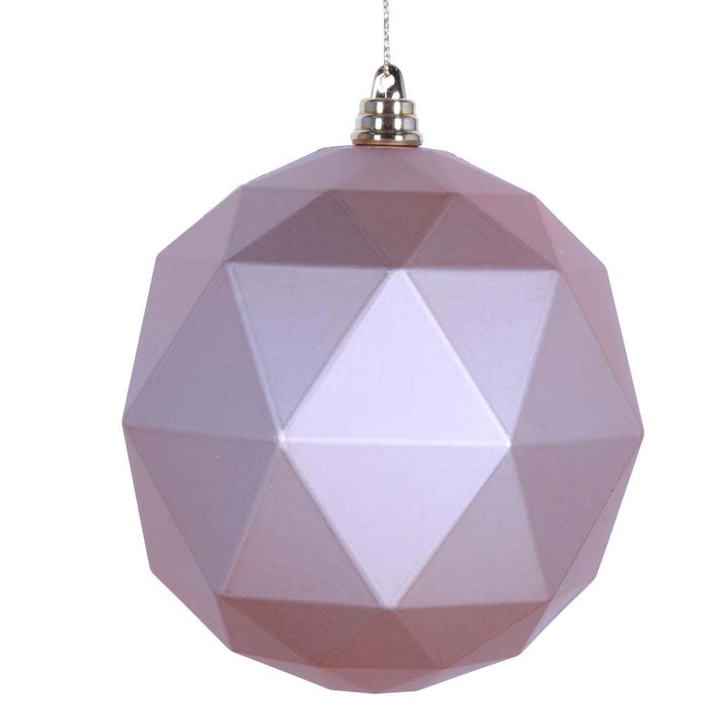 6" Cafe Latte Matte Geometric Ball Ornament (4 pack) 1