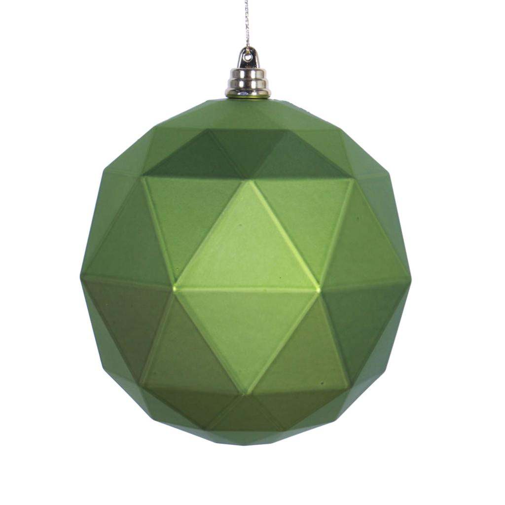 8" Lime Matte Geometric Ball Ornament 1
