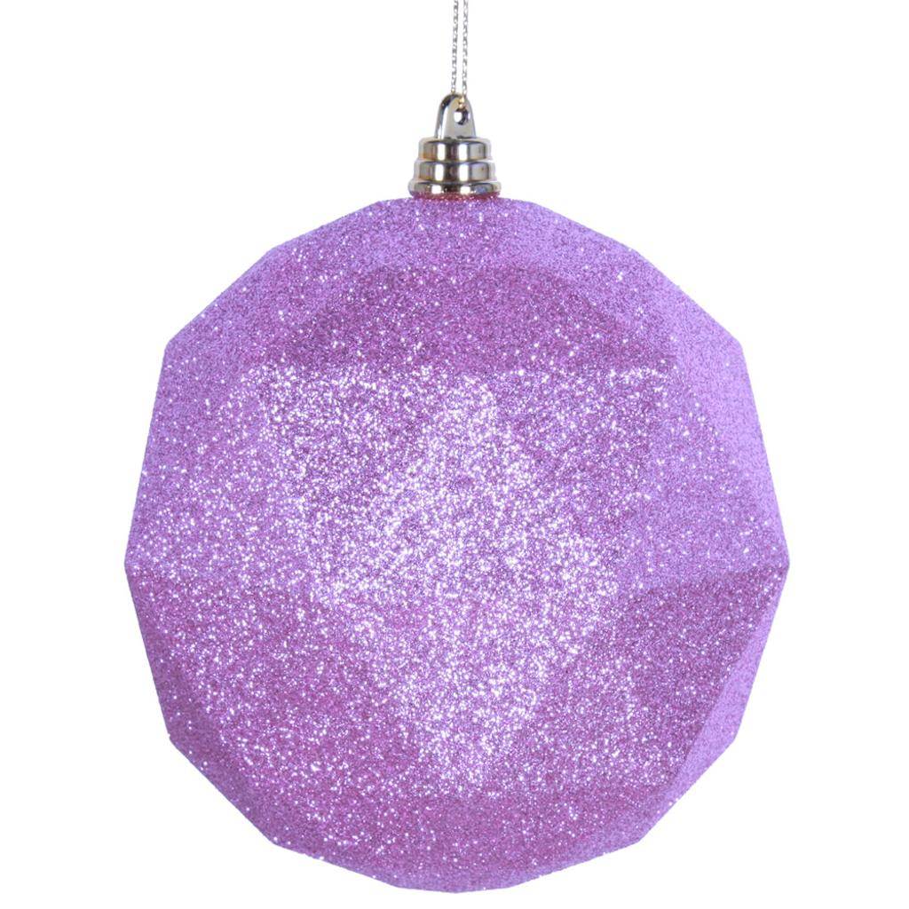 8" Pink Glitter Geometric Ball Ornament 1