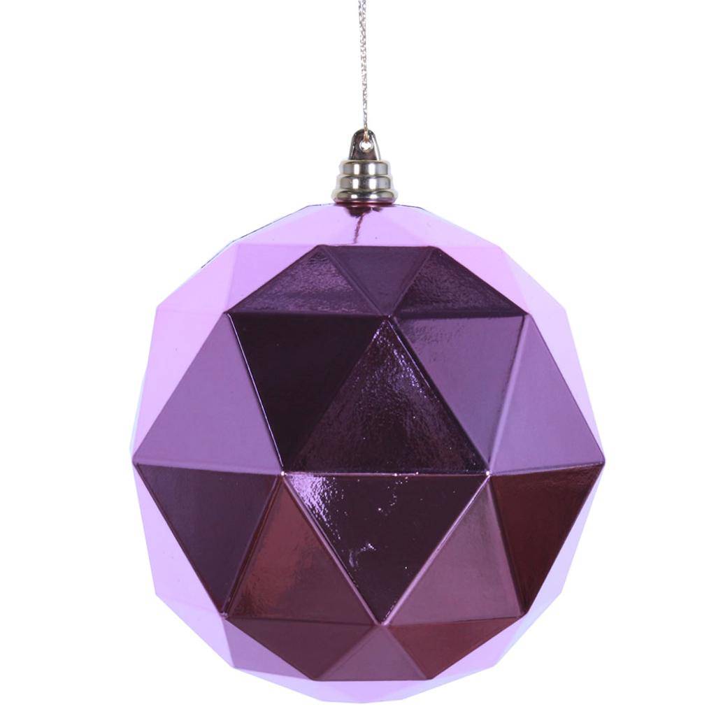 8" Pink Shiny Geometric Ball Ornament 1