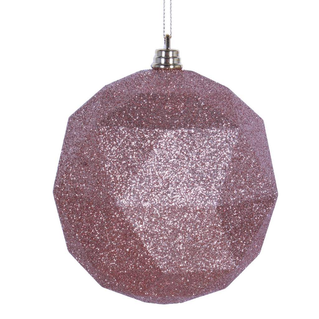 8" Cafe Latte Glitter Geometric Ball Ornament 1