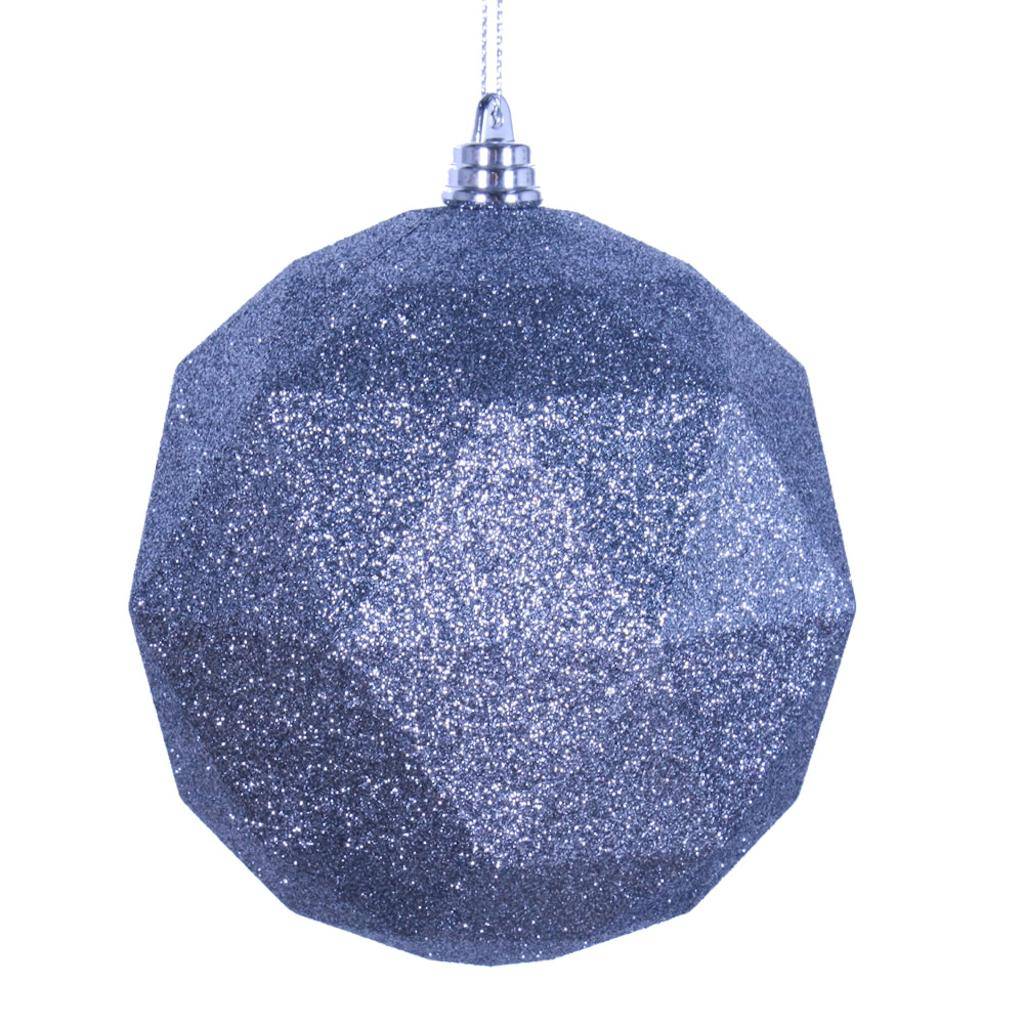 8" Pewter Glitter Geometric Ball Ornament 1