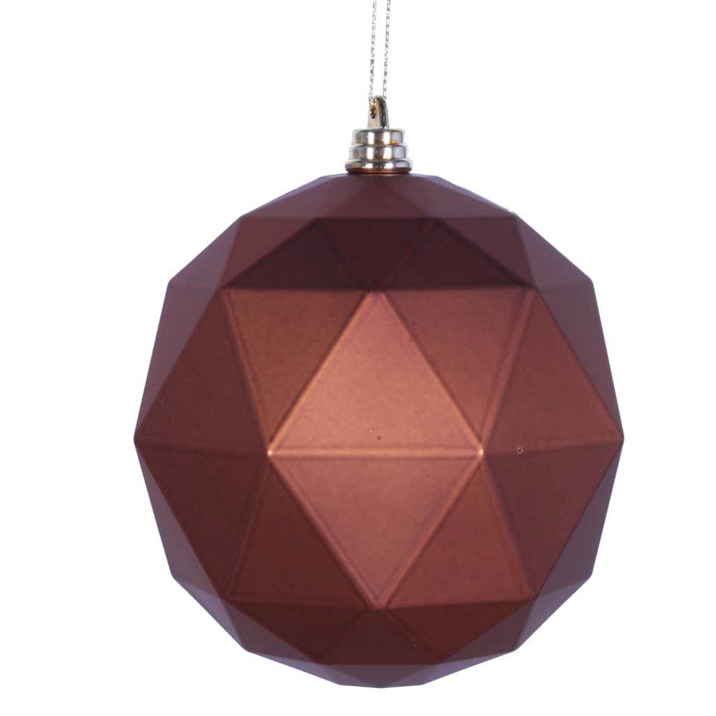 8" Copper Matte Geometric Ball Ornament 1