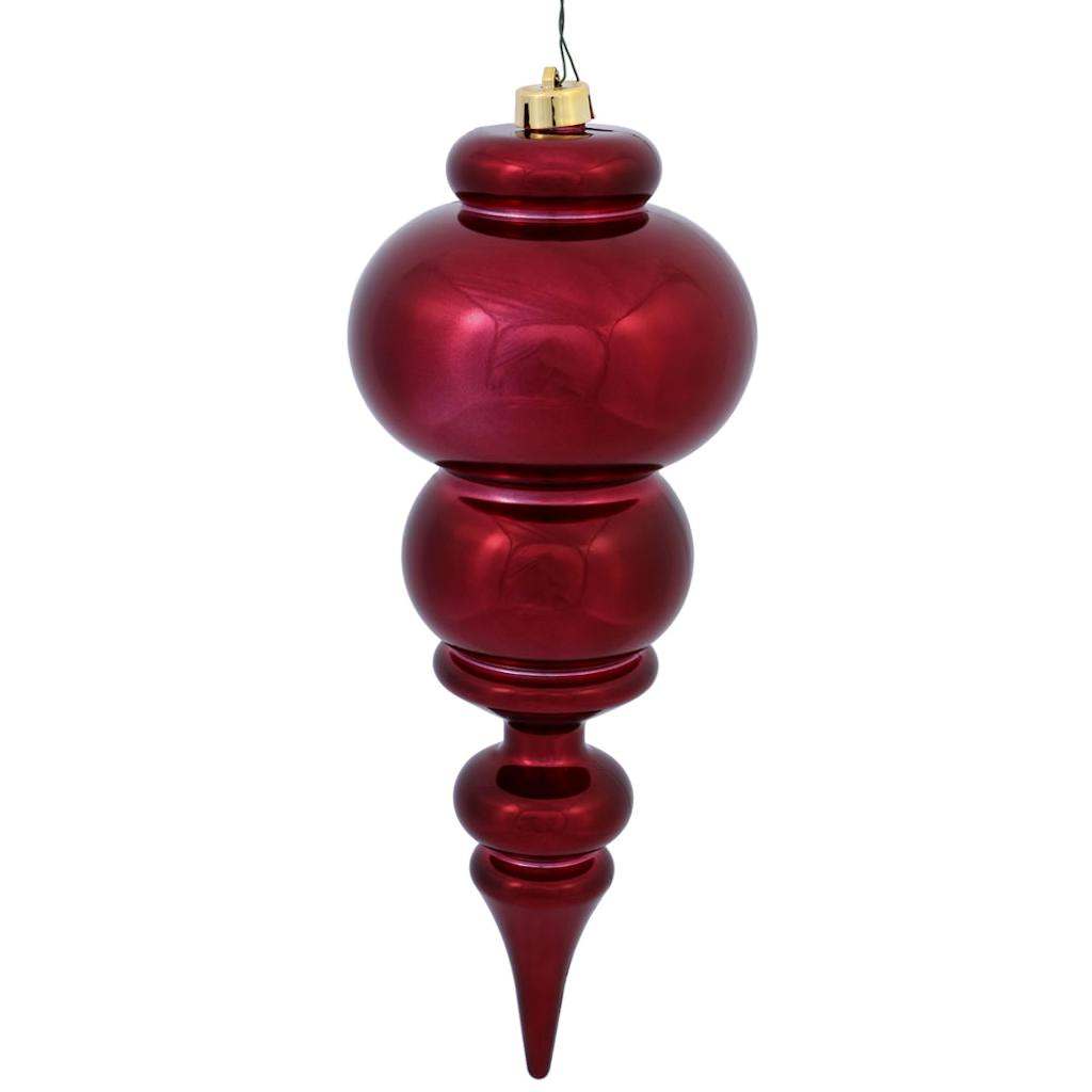 14" Burgundy Shiny Finial Ornament 1