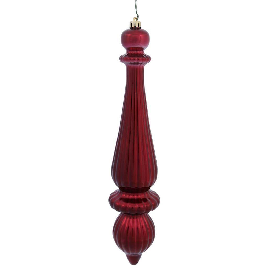 14" Burgundy Shiny Finish Finial Ornament (2 pack) 1