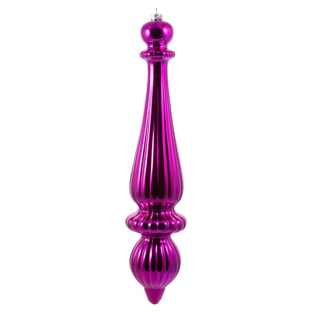 14" Fuchsia Shiny Finial Drop Ornament 1