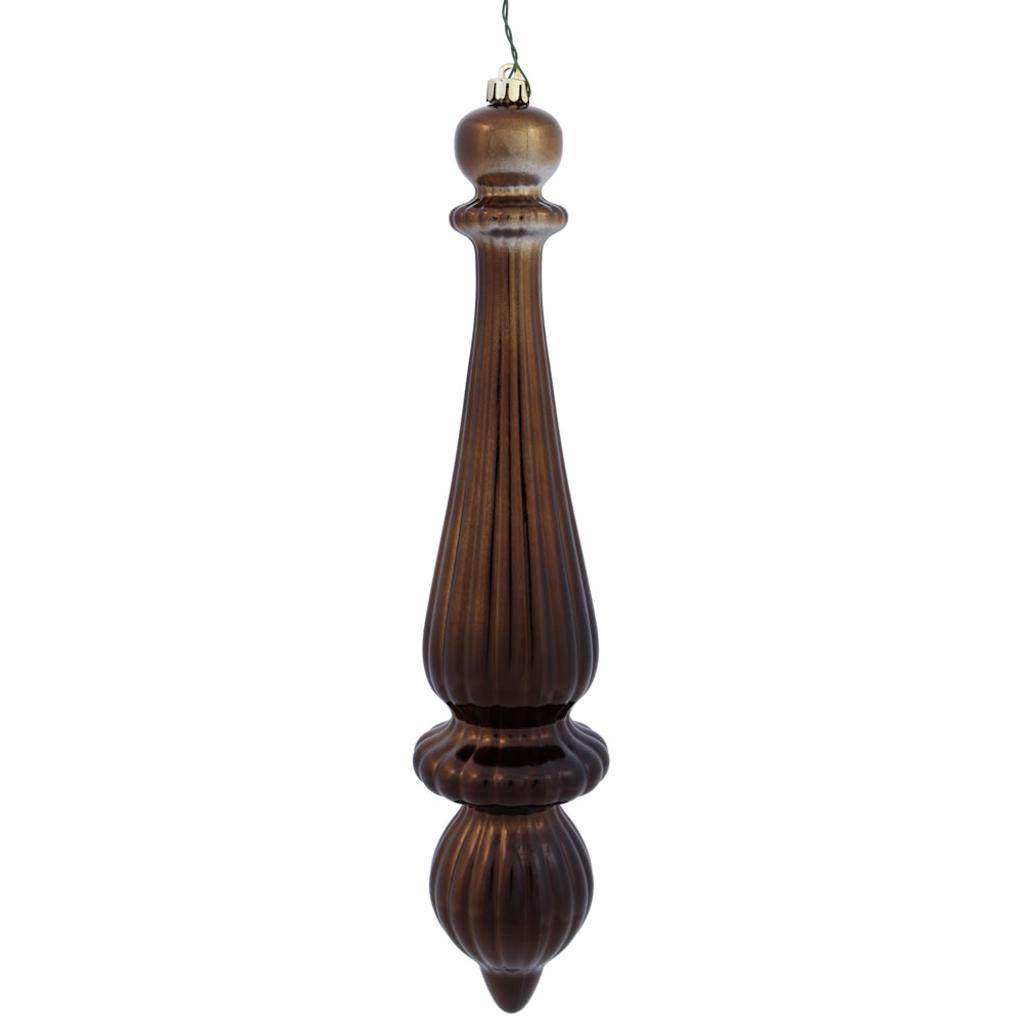 14" Chocolate Matte Finish Finial Ornament (2 pack) 1
