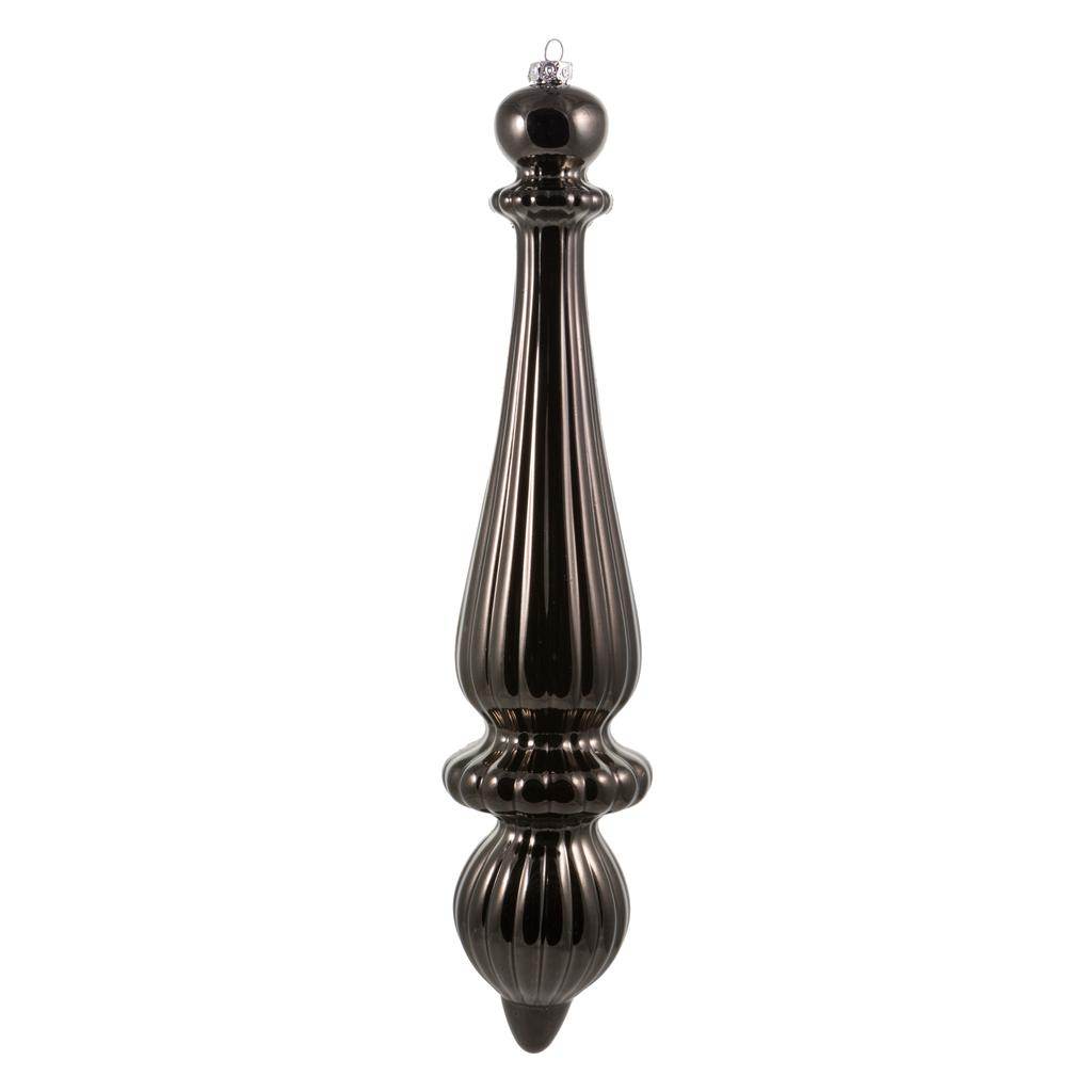 14" Gunmetal Shiny Finial Drop Ornament (2 pack) 1