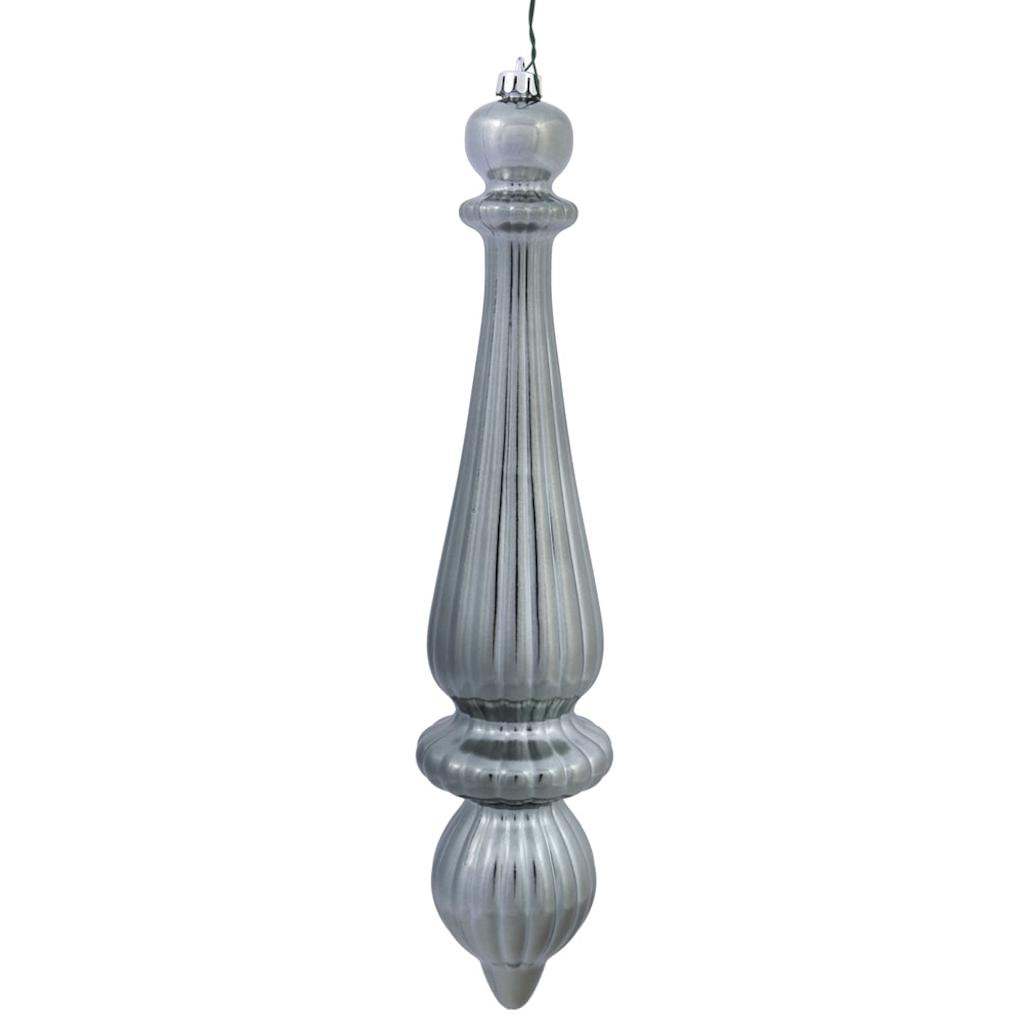 14" Pewter Shiny Finish Finial Ornament (2 pack) 1