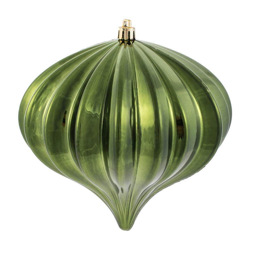 5.7" Moss Green Shiny Onion Ornament (3 pack) 1
