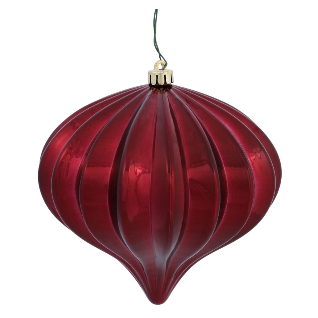 5.7" Burgundy Shiny Onion Ornament (3 pack) 1