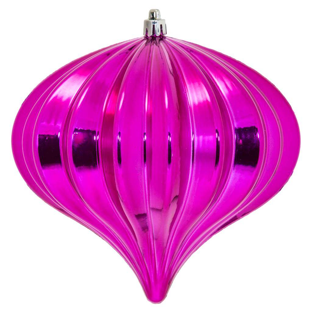 5.7" Fuchsia Shiny Onion Ornament (3 pack) 1