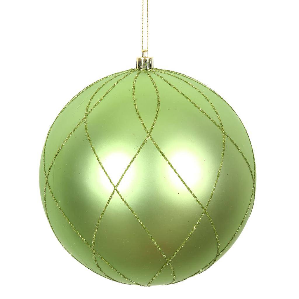 4" Celadon Matte and Glitter Swirl Ball Ornament (4 pack) 1