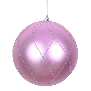 4" Orchid Matte and Glitter Swirl Ball Ornament (4 pack) 1