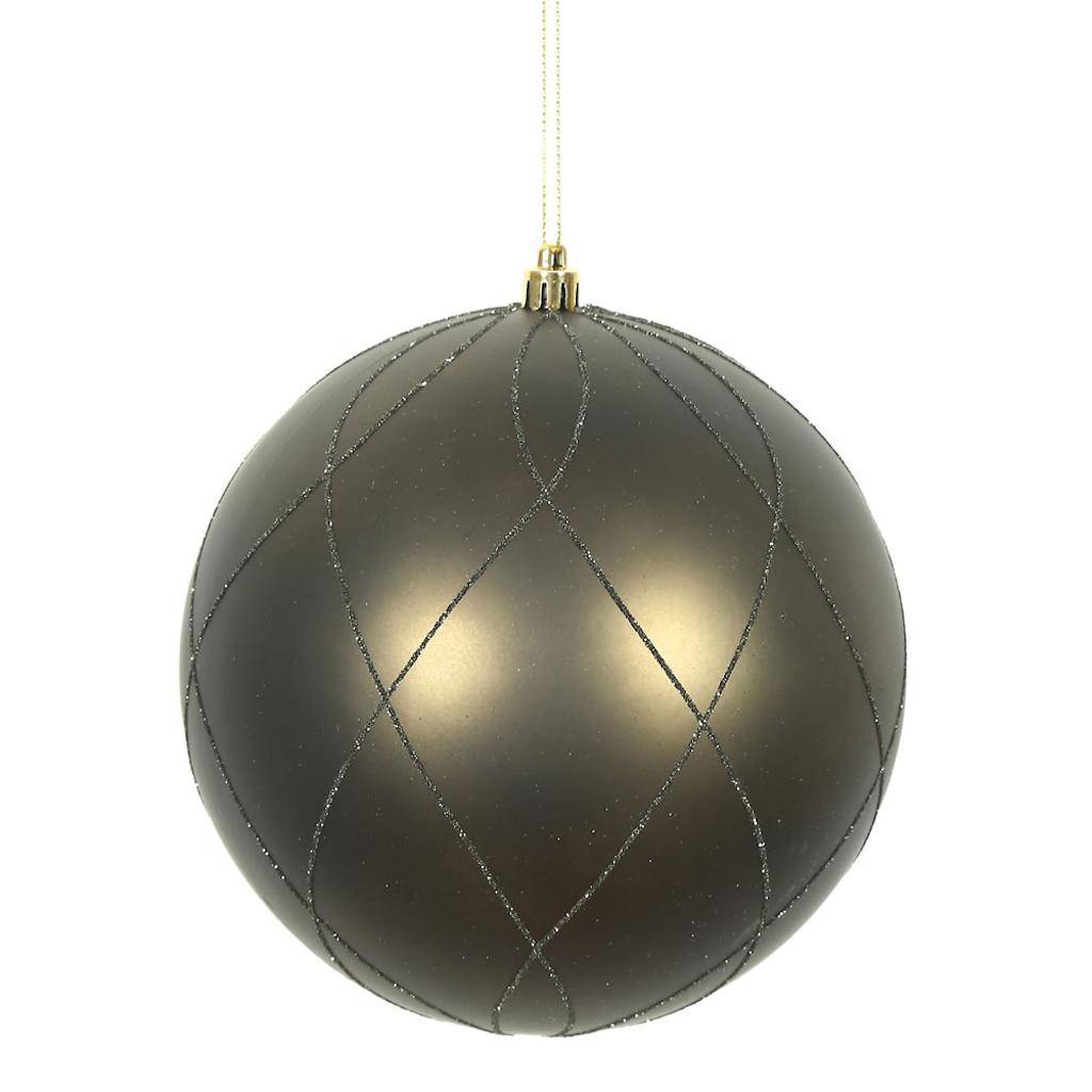 4" Gunmetal Matte and Glitter Swirl Ball Ornament (4 pack) 1