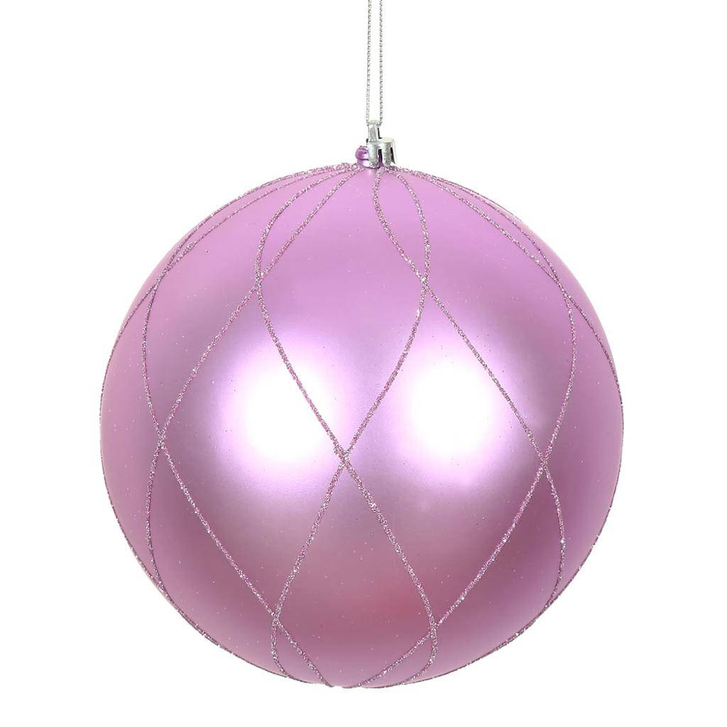 6" Orchid Matte Finish Glitter Swirl Ball Ornament (3 pack) 1