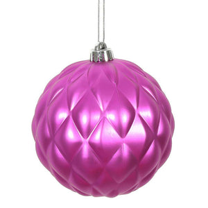 4" Fuchsia Matte Round Pine Cone Ornament (6 pack) 1
