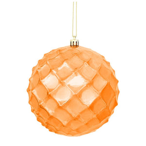 4" Burnished Orange Shiny Diamond Bauble Ornament (6 pack) 1