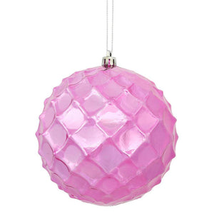 4.75" Mauve Shiny Diamond Bauble Ornament (4 pack) 1